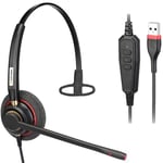 Arama USB Headset with Microphone, Stereo Computer Headsets with Noise Cancelling Inline Control, USB Headphone For Skype SoftPhone UC Business Call Center for Skype,Zoom, Webinar, Home