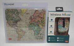 Travel Wireless Mouse | Links & Mousepad Fantasia World Map PC Matt and mouse