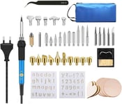 Kit de pyrograveur en bois, kit de soudeur, 60 W température réglable 200-450 ¿, soudeur pyrographe électrique professionnel pour bois, liège gravé (soudeur bleu)