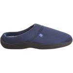 Isotoner Homme Open Back Slipper with Memory Foam and Indoor/Outdoor Sole Chaussons à Enfiler, Fuax Microdaim Bleu Marine, Large