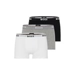 BOSS Hugo Men's 3-Pack Stretch Cotton Regular Fit Trunks, White/Gray/Black, XL
