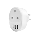 Leezepro USB Plug Adapter UK with 2 USB and 1 Type C Ports 1 Way Socket USB Adapter Plug Extender for Home Office