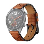 Watchband 22mm For Huawei Watch GT2e / GT2 46mm Plum Blossom Hole Leather Strap (Black Orange) (Color : Brown)
