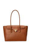 Lauren Ralph Lauren Pebbled Leather Large Tanner Satchel Brun