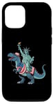 Coque pour iPhone 15 Pro Statue de la Liberté Dinosaure 4 Juillet Garçon Drapeau Américain