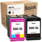 Basink Cartouche d'encre Compatible avec HP 300XL Pack 2 pour PhotoSmart C4680 C4780 DeskJet F4580 F2480 F2400 F2420 F4500 D5560 Envy 100 120