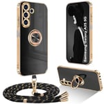 Ptny Coque pour Samsung Galaxy A25 5G Coque avec Cordon, en Silicone TPU Souple galvanisé pour Samsung Galaxy A25 Housse avec Anneau, Coque avec Amovible Collier pour Samsung Galaxy A25 5G Case