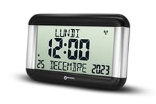 Horloge Calendrier - La Viso8 de Geemarc avec Réglage Automatique de l’Heure et Grands Caractères - pour Les Personnes Ayant Une Mauvaise Vue - Fonctionne sur Pile - sans Rétroéclairage - Version FR