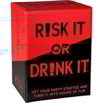 Risk It Or Drink It - Roligt festspel för college - Kortspel för dricksspel - Förfest - Roliga utmaningar - Frågor för vuxna Risk It Or Drink It