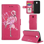 Samsung Galaxy J5 2017/J530 Case, Ailisi [Pink Flamingo] Leather Wallet Flip Phone Case Magnetic Cover with TPU Inner, Shock-Absorption Protective Case with Card Slots, Stand Function (Hot Pink)