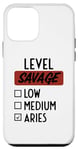 iPhone 12 mini Funny Saying Level Of Savage Aries Zodiac Men Women Sarcasm Case