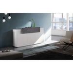 Buffet/bahut moderne 160 cm blanc laqué/gris Corso Blanc laqué brillant/gris