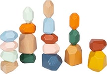 Small Foot Blocs d'équilibre en Bois « Safari », 18 Pierres de Jeu, Jouet Montessori pour Enfants, dès 3 Ans, 12226