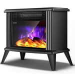JHSHENGSHI Electric Fireplace Stove Heating Free-standing Electric Fireplace Interior Heating Flame with Wood Burning Effect with Remote Control 2 Heating Levels 1000-2000W