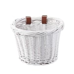 QQN Outdoors Sports Leather Straps Wicker Front Handlebar Shopping Box Kids Bike Childrens Cycle Bicycle Basket(white)