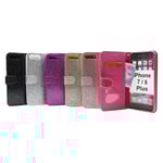 Standcase Glitter Wallet iPhone 7 Plus / 8 Plus Hotpink