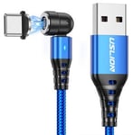 Magnetisk USB-C kabel - Fast Charge 5A - 30 cm - Blå
