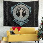 Ethnic Viking Tree of Life Crows Celtic Knot Fathurk Wall Hanging Tapestry Mandala Tapestry Fantasy Wall Decoration Curtain Home Decoration White 100 x 150 cm