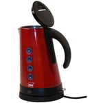 Bouilloire inox bouilloire rouge noir robot culinaire, indicateur de niveau d'eau antidérapant filtre anticalcaire, 1,7 l, max. 2200 watts