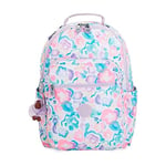Kipling Seoul, Large Backpack with Laptop Protection 15 Inch, 44 cm, 27 L, Aqua Flowers
