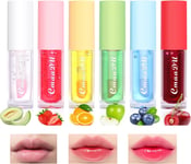 Hydrating Lip Glow Oil 6 Pack Moisturizing Lip Balm Fruit-Flavored Lip Gloss Set