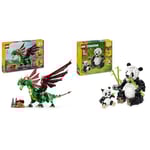 LEGO Creator 3en1 Dragon Médiéval à Serpent de Mer ou à Figurine Phénix + Animaux Sauvages 3en1 : Figurines Panda à Pingouin ou Orque 31161 + 31165