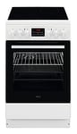 AEG Cuisinière sur pied CCB544COBW - 50 cm - Avec plaque de cuisson vitrocéramique - Zone de cuisson multi-cercles - Fonction grill - Écran avec horloge - A