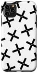 iPhone 11 Pro Max Bold White Black Plus Sign Crosses Design Pattern Case