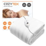 Cozytek Double Electric Blanket 135 x 120cm, Soft Polyester Electric Blanket Fitted Underblanket Mattress Cover, 3x Heat Settings, 1x Controller and Machine Washable Heated Blanket