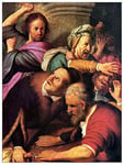 ArtPlaza Rembrandt-Christ Driving Money Changers from The Temple Panneaux Decoratifs, Bois MDF, Multicolore, 60x80 Cm