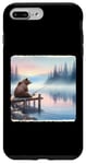 Coque pour iPhone 7 Plus/8 Plus Canne à pêche à l'ours au bord du lac brumeux à l'aube