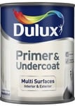 Dulux White Primer & Undercoat Paint for Multi Surfaces Wood Metal Masonry 750ML