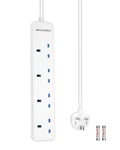 Extension Socket 4 way with 1.5M Extension Lead, Power Strip Surge Protector, Plug Extension Lead,13A Extension Lead UK Pin Plug Power Adapter Multi Socket Multi Plug Charging Station for Home Office