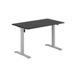 Höj- & sänkbart elskrivbord, grått stativ, svart bordsskiva, 120x80 cm