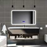160x80cm Miroir salle de bain anti-buée led avec Bluetooth, Horloge, Date, Température avec 3 Couleurs - Biubiubath