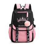 Blackpink Backpack Laptop Bag School Bag Bookbag With Usb Chargingheadphone Port style 1