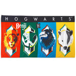 Personalised Harry Potter Colourful Hogwarts House Crests Beach Towel