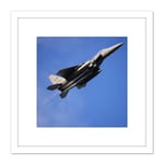 Military USA USAF Air Force F-15E Strike Eagle Aircraft Photo 8X8 Inch Square Wooden Framed Wall Art Print Picture with Mount