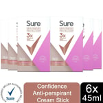 Sure Women Maximum Protection Confidence Anti-Perspirant Cream, 6 Pack, 45ml