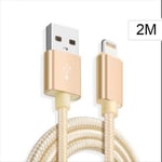 Cable Metal Nylon Renforce Chargeur Usb Couleur Or Pour Iphone Longueur 2m Tr?Ss? Compatible Iphone 5s/6/6s/7/8/X/Xr Couleur :