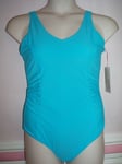 Turquoise Padded Cup Ruched Side Swimsuit Size 16 Bust Shelf