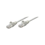 Intellinet Network Patch Cable, Cat5e, 3m, Grey, CCA, U/UTP, PVC, RJ45, Gold Plated Contacts, Snagless, Booted, Lifetime Warranty, Polybag - patch-kabel - 3 m - grå