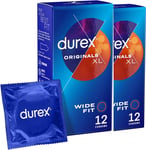 Durex Comfort XL Extra Large Latex & Extra Lubricated Condoms, 2 x 12 pack