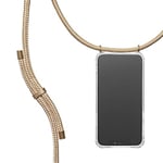 KNOK Chaîne de téléphone Portable Compatible avec Apple iPhone 13 – Coque en Silicone avec Cordon – Étui de Protection pour Smartphone à Suspendre – Coque Transparente – Étui de Protection (Or)