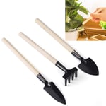 Luoshan Rake Shovel Digging Trowel 3 in 1 Wooden Handle Metal Head Mini Garden Plant Tool Gardening Tool