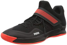 Puma Mixte Rise XT Netfit 2 Chaussures de Futsal, Black Silver NRGY Red 01, 35.5 EU