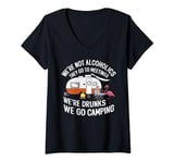 Womens We're Not Alcoholics We're Drunks We go Camping Flamingo V-Neck T-Shirt