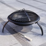 Fire Vida Folding Steel Fire Pit Black Fire Patio Cooking Grill