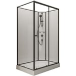 Schulte - Cabine de douche intégrale avec porte coulissante, verre 5 mm, cabine de douche complète Tahiti 80 x 120 cm, paroi latérale à gauche,