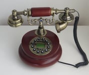 Designo Antique Telephone Wooden vintage 60s fashion corded dial phone set antik retro home accessory decor